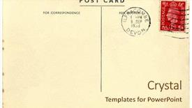  Presentation with old style vintage postcard - Cool new PPT layouts with old penny - vintage british postcard from 1938 backdrop and a cream colored foreground