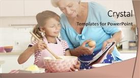  Presentation with baking equipment - Cool new presentation design with old people - grandmother and granddaughter baking backdrop and a coral colored foreground