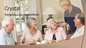  Presentation with people enjoying - Cool new PPT theme with old people - group of senior couples enjoying backdrop and a soft green colored foreground