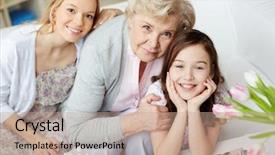  Presentation with displaying a happy mother cudd - Amazing PPT layouts having eustoma russellianum flower heart backdrop and a light gray colored foreground.