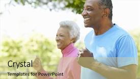  Presentation with senior couple - Cool new PPT layouts with old people - senior african american couple jogging backdrop and a soft green colored foreground