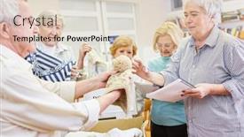  Presentation with old people help people - PPT layouts with old-people-as-volunteers-help background and a lemonade colored foreground