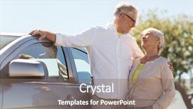  Presentation with old car - Cool new theme with old people concept - happy senior backdrop and a  colored foreground