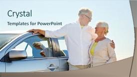  Presentation with old car - Amazing slides having old people concept - happy senior backdrop and a sky blue colored foreground