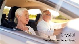  Presentation with road trip - Slides with old people concept - happy senior background and a  colored foreground