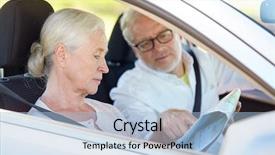  Presentation with old map - Presentation featuring old people concept - happy senior background and a light blue colored foreground