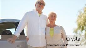  Presentation with old car - PPT theme having old people concept - happy senior background and a  colored foreground