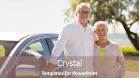  Presentation with old car - Audience pleasing slide set consisting of old people concept - happy senior backdrop and a coral colored foreground