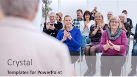  Presentation with old people - PPT theme having old-people-in-the-seminar background and a light gray colored foreground
