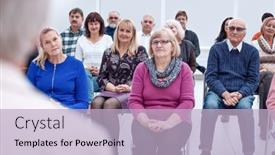  Presentation with old people - Cool new slide set with old-people-in-the-seminar backdrop and a light blue colored foreground