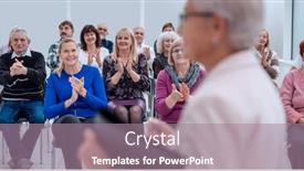  Presentation with old people - Slide set consisting of old-people-in-the-seminar background and a coral colored foreground