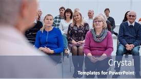  Presentation with old people - PPT theme with old-people-in-the-seminar background and a ocean colored foreground