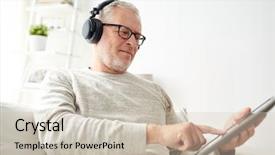  Presentation with technology learning - PPT theme with old people lifestyle and distance background and a soft green colored foreground