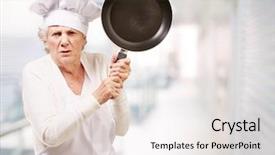  Presentation with fitness for senior citizens - Cool new theme with old people new - angry senior woman cook trying backdrop and a light gray colored foreground