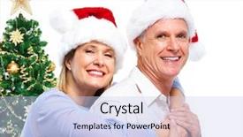  Presentation with senior couple - Presentation theme featuring old people new - happy senior christmas couple isolated background and a  colored foreground