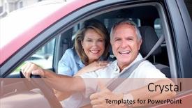  Presentation with old car - Colorful PPT layouts enhanced with old people new - happy senior couple backdrop and a coral colored foreground