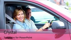  Presentation with old car - Slide deck consisting of old people new - happy senior couple background and a coral colored foreground