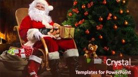  Presentation with christmas presents - Presentation design having old people new - santa claus sitting in front background and a wine colored foreground