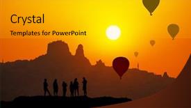  Presentation with worship religious silhouette - Presentation design having old peoples - sunset and silhouette of uchisar background and a light gray colored foreground