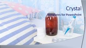  Presentation with glass of water - Beautiful slides featuring old peoples home - blue bedroom with bed glasses backdrop and a sky blue colored foreground