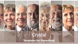  Presentation with old people - Amazing PPT layouts having old people's montage backdrop and a coral colored foreground