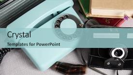  Presentation with retro - Audience pleasing presentation theme consisting of old phone and another things backdrop and a light blue colored foreground