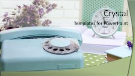  Presentation with movie screen in old retro - PPT layouts enhanced with old phone and another things background and a mint green colored foreground