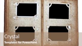  Presentation with old album - Presentation theme enhanced with old photo album isolated on white background background and a coral colored foreground