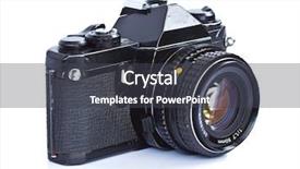  Presentation with old photo - PPT theme enhanced with old photo camera isolated background and a dark gray colored foreground