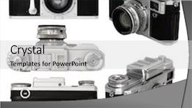  Presentation with old photo - Colorful presentation theme enhanced with old photo camera set isolated backdrop and a light gray colored foreground