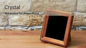  Presentation with old photo - Colorful slide set enhanced with old photo frame on the wooden table backdrop and a mint green colored foreground