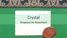  Presentation with ribbon green - PPT theme enhanced with old photo with antique ribbon on green paper background and a seafoam green colored foreground