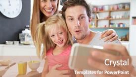  Presentation with photograph - Presentation theme with old photograph - family posing for selfie background and a  colored foreground