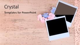  Presentation with blank album frames old - Amazing presentation design having old photos and decorative ribbon backdrop and a lemonade colored foreground