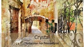  Presentation with greek - Slide deck consisting of old pictorial greek streets - vintage background and a coral colored foreground