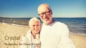  Presentation with tourism selfie - Slide deck featuring old pictures - age travel tourism technology background and a lemonade colored foreground