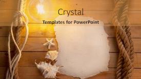  Presentation with old ship - Beautiful slide set featuring old piece of paper lit by a light bulb wooden background shells and starfish space for text deck of an old ship backdrop and a yellow colored foreground
