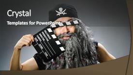  Presentation with pirate - Presentation theme with old pirate with movie board background and a dark gray colored foreground