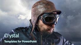  Presentation with storm clouds - Beautiful slides featuring military aviation - old plane pilot on background backdrop and a tawny brown colored foreground