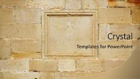  Presentation with plaque - Slides featuring old plaque on stone wall background and a coral colored foreground