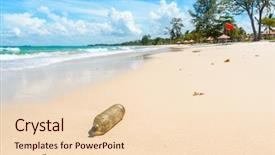  Presentation with plastic bottle pollution - Presentation having old plastic bottle background and a  colored foreground