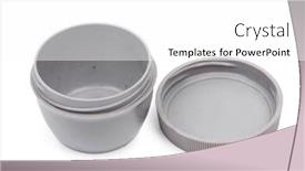 Presentation with lid - Cool new PPT theme with old-plastic-jar-with-lid backdrop and a white colored foreground