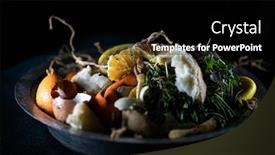  Presentation with food waste - Amazing PPT theme having old-plate-full-of-domestic backdrop and a black colored foreground