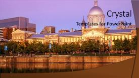  Presentation with fall morning - Slide deck consisting of old port in montreal quebec background and a light blue colored foreground