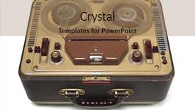  Presentation with tape recorder - Presentation having old portable tape-recorder isolated background and a coral colored foreground