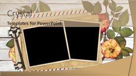  Presentation with postcard - Presentation design featuring old-postcard-vintage-key background and a coral colored foreground