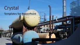  Presentation with gas turbine - Presentation theme enhanced with old power plant background and a teal colored foreground
