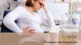  Presentation with pregnant woman - PPT theme with old-pregnant-woman-working background and a coral colored foreground
