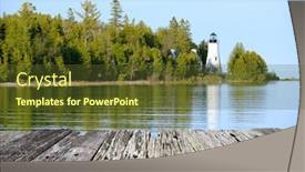  Presentation with lighthouse - Slide deck featuring old-presque-isle-lighthouse-built background and a tawny brown colored foreground