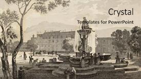  Presentation with square - Audience pleasing presentation theme consisting of old print shows a fountain in the square in front of palazzo d'orleans palermo italy the original engraving was created by audot bouchet and aubert in the first half of 19th c backdrop and a lemonade colored foreground